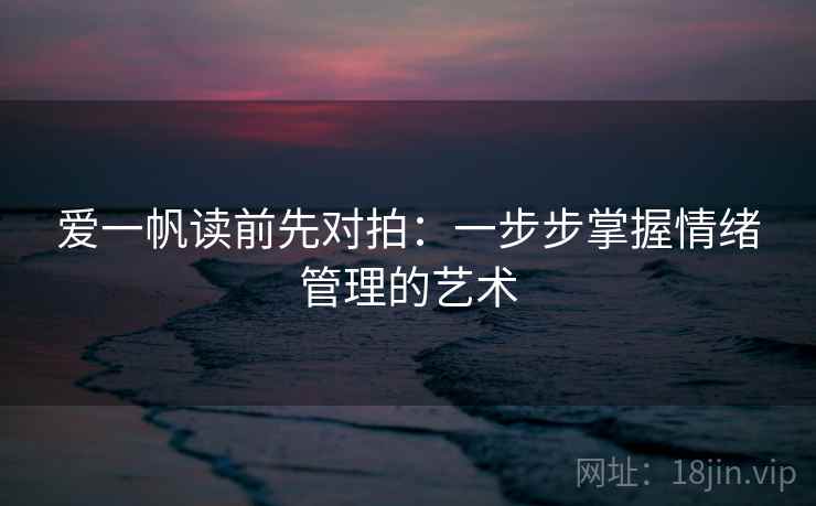 爱一帆读前先对拍：一步步掌握情绪管理的艺术