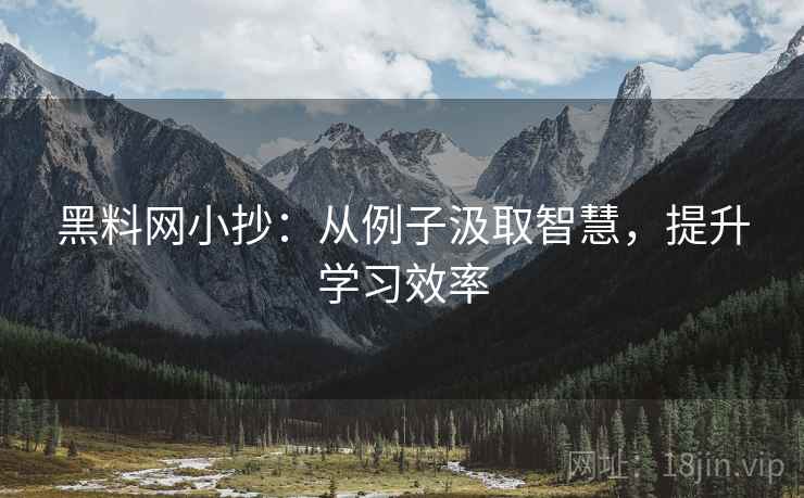 黑料网小抄:从例子汲取智慧,提升学习效率 黑料网小抄:从例子汲取智慧,提升学习效率
